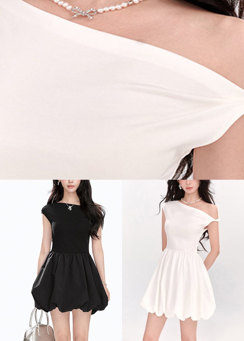 Black Wrinkled Patchwork Mid Dress Summer