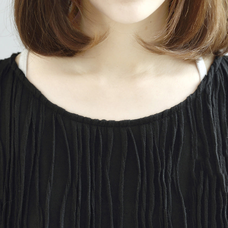 Schwarze Patchwork-Baumwollblusen übergroße Langarm-T-Shirts Pullover