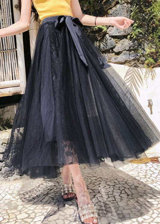 Bohemian Blau Cinched Patchwork tüll Röcke Frühling