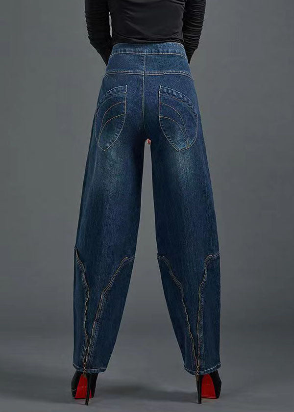Pantalones vaqueros de algodón de cintura alta, favorecedores, con bolsillos y cremallera, de estilo bohemio, de verano