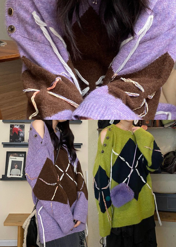 Bohemian Grün Cold Shoulder Button Stricktop Winter