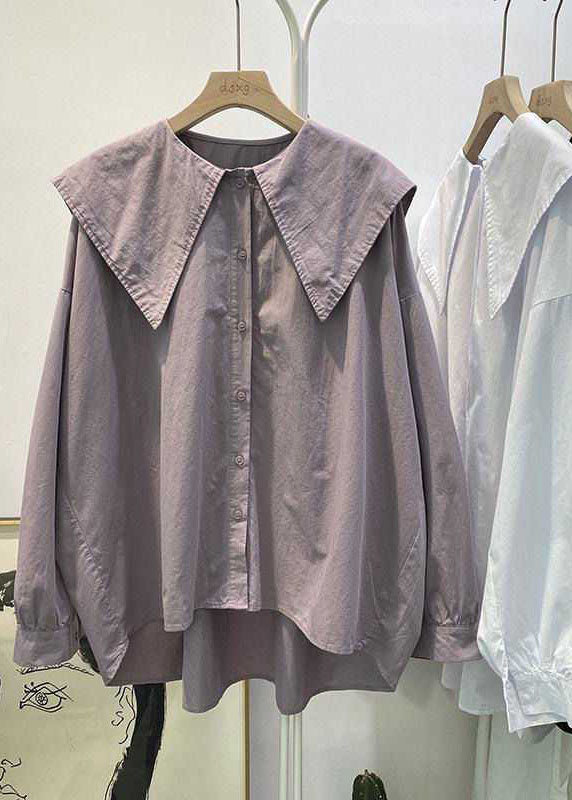Böhmisches rotes Peter-Pan-Kragen-Knopf-asymmetrisches Design Herbst Langarm-Top