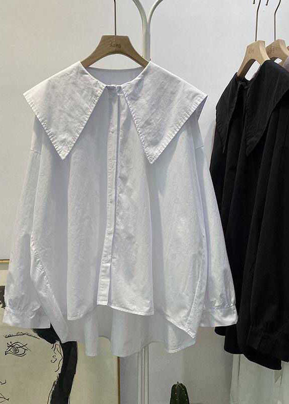 Böhmisches rotes Peter-Pan-Kragen-Knopf-asymmetrisches Design Herbst Langarm-Top