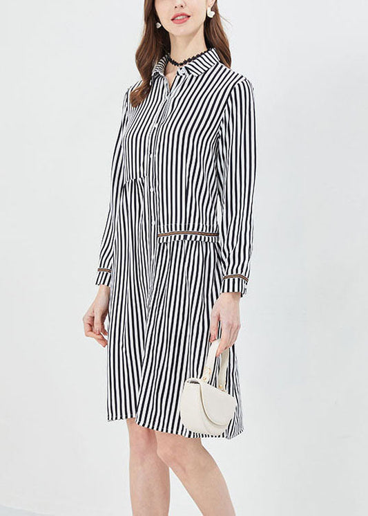 Bohemian Red Asymmetrische Gestreiften Hemd kleid Frühling