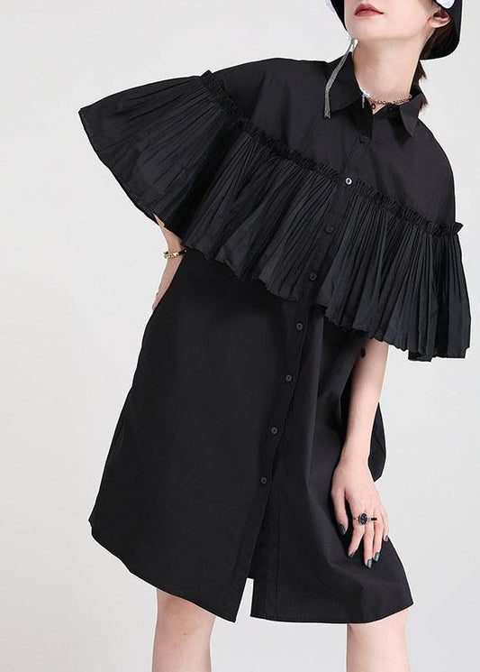 Bohemian White Asymmetrical Design Wrinkled Summer Cotton Cloak Sleeves Sundress - SooLinen