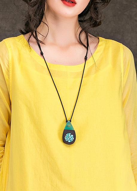 Böhmisches gelbes langes Baumwollkleid mit O-Ausschnitt und Patchwork-Midi-Sommerkleider