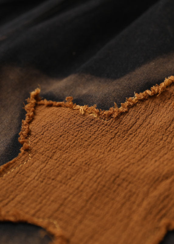 Boho Schwarze Taschen Denim Freizeithose Winter