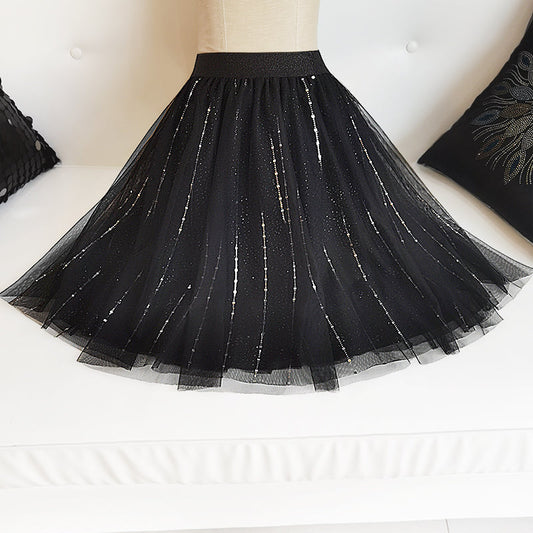 Boho Black Sequins tulle A Line Skirts Summer