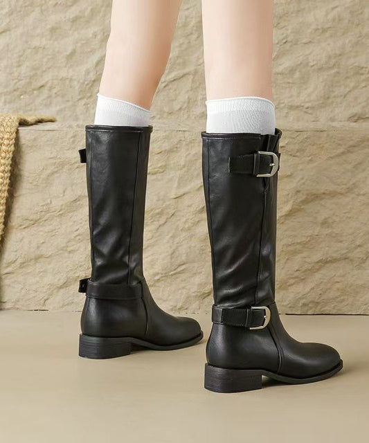 Botas gruesas con hebilla estilo bohemio en ante color caqui