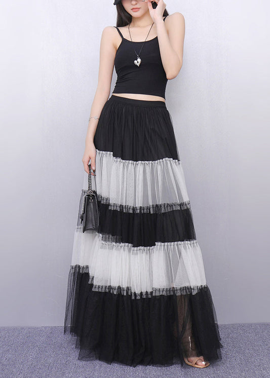 Boho Colorblock Exra Large Hem Patchwork Tulle Skirt Summer