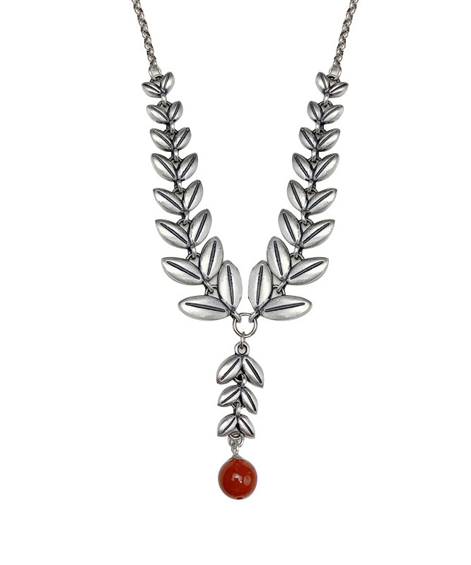 Collar con colgante de plata estilo bohemio con diseño de espiga de trigo y patchwork para mujer