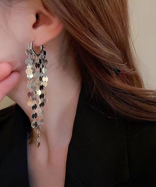 Boho Gold Metall Pailletten Quaste Tropfen Ohrringe