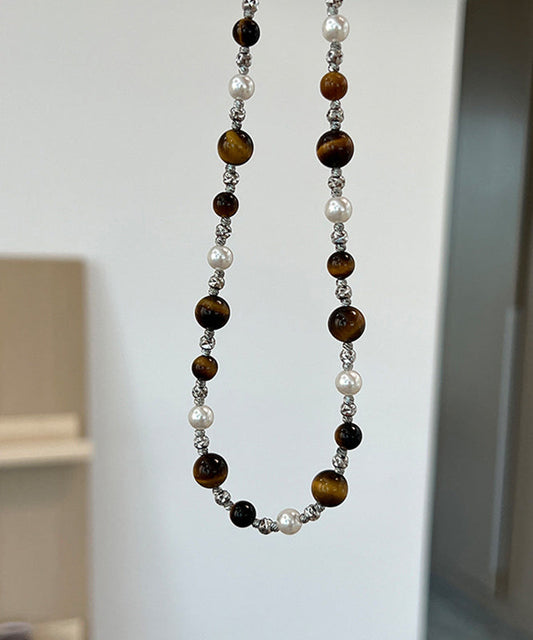 Boho Gold Perle Katzenauge Stein abgestufte Perlenkette