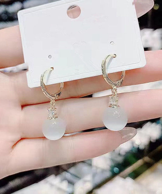 Pendientes colgantes de ópalo con incrustaciones de cobre verde bohemio