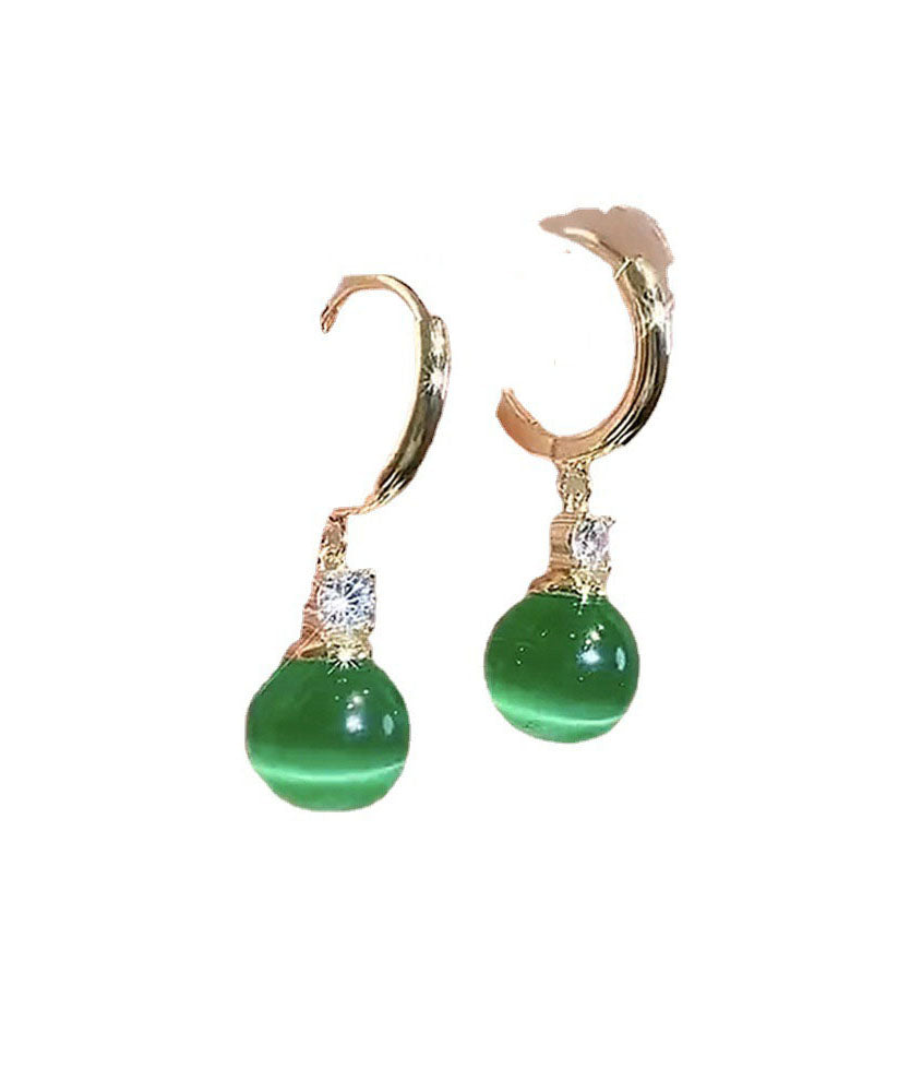 Pendientes colgantes de ópalo con incrustaciones de cobre verde bohemio