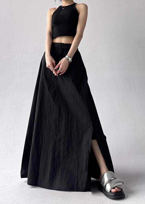 Boho Grey Exra Large Hem Side Open A Line Skirt Summer