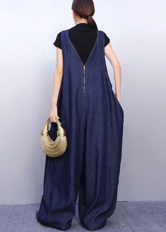 Mono vaquero bohemio azul marino con lentejuelas de mariposa de gran tamaño para primavera