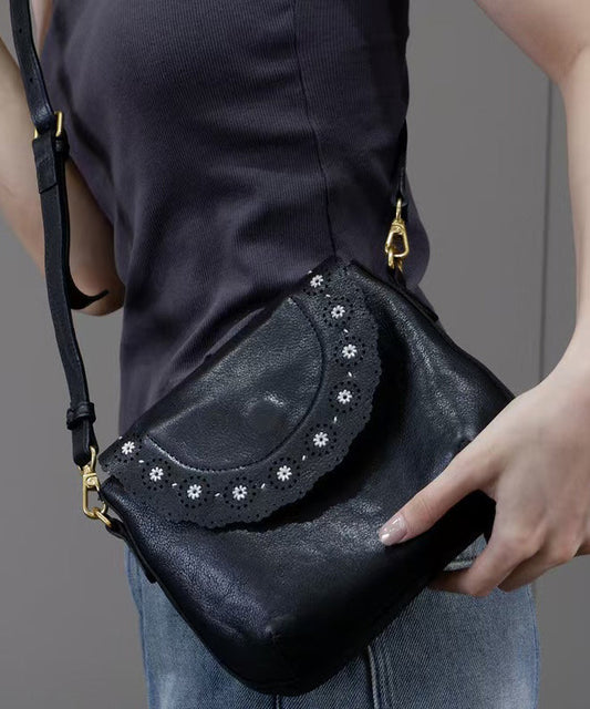 Boho Orange Embroidery Leather Cross-body Bag