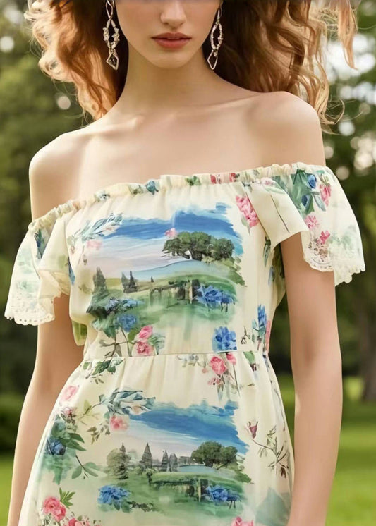 Boho Print Patchwork Lace Mini Strapless Dress Summer