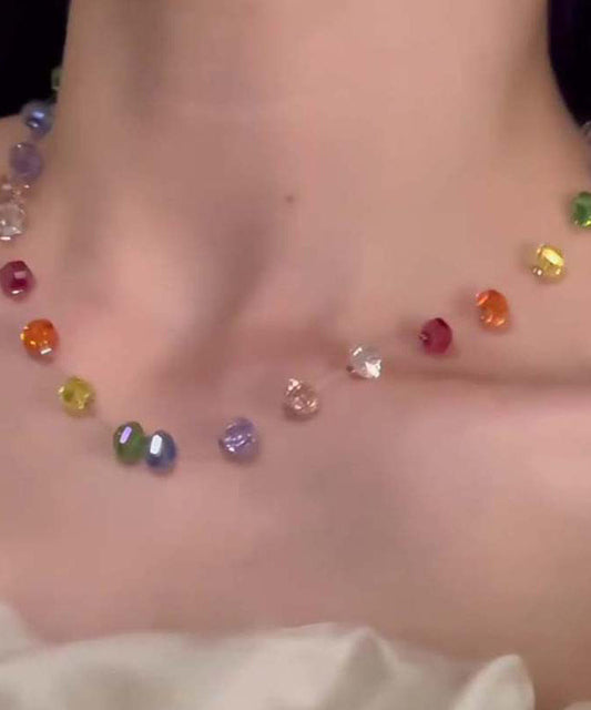 Boho Rainbow Glass Beads Gratuated Bead Necklace