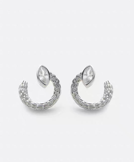 Boho Silk Copper Silver-Plated Hoop Earrings