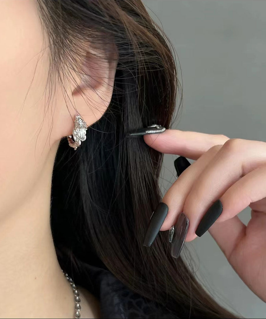 Pendientes de aro circulares con forma de dragón de plata de ley y seda estilo bohemio