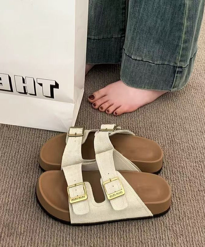 Boho Splicing Platform Green Suede Slide Sandals Peep Toe
