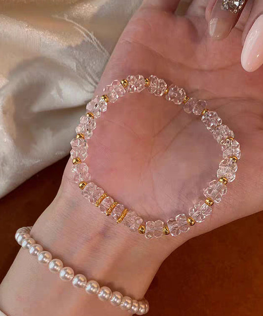 Boho White Crystal Elastic Rope Alloy Bracelet