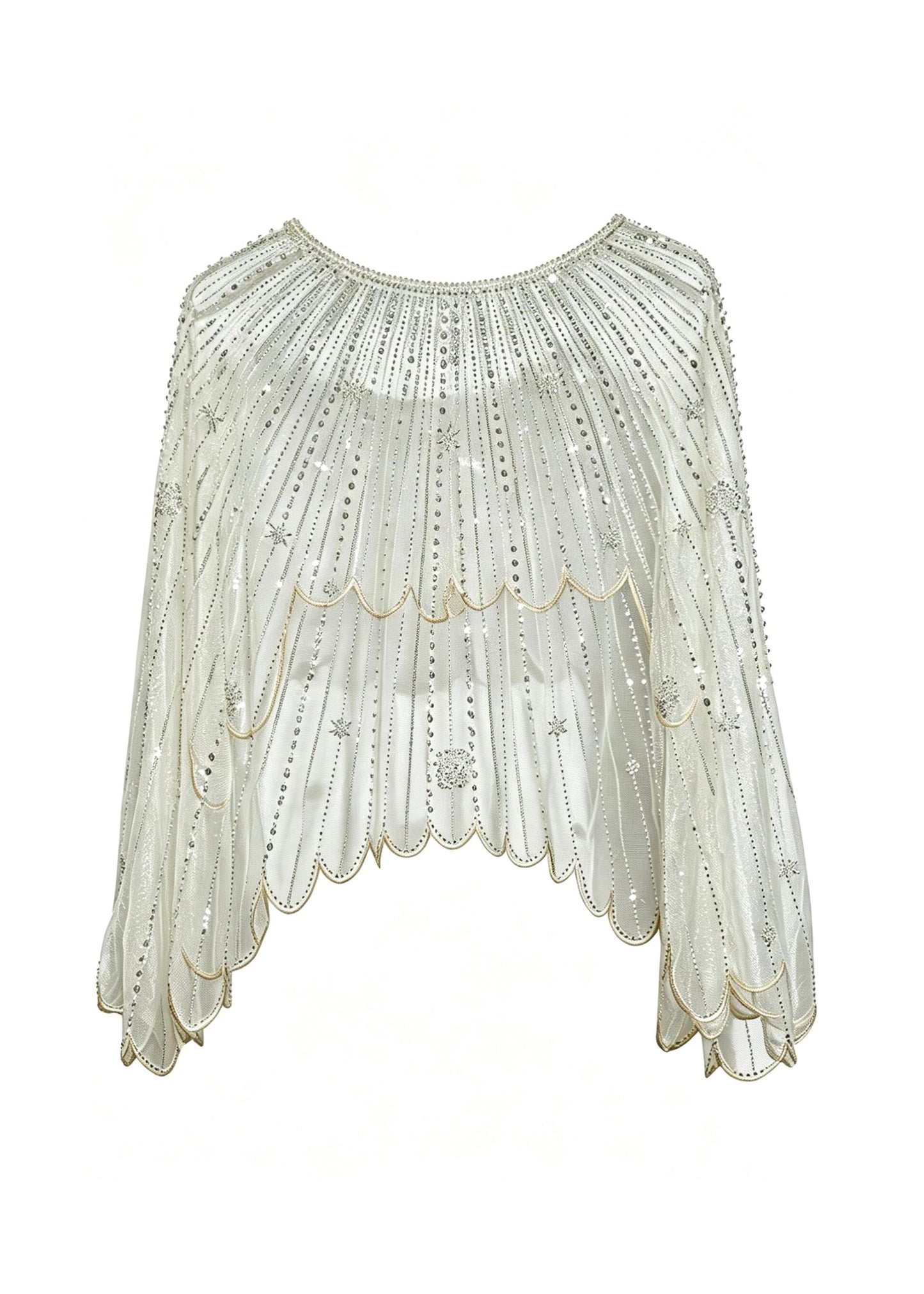 Boutique Apricot Nail Bead Tulle Shawl Summer