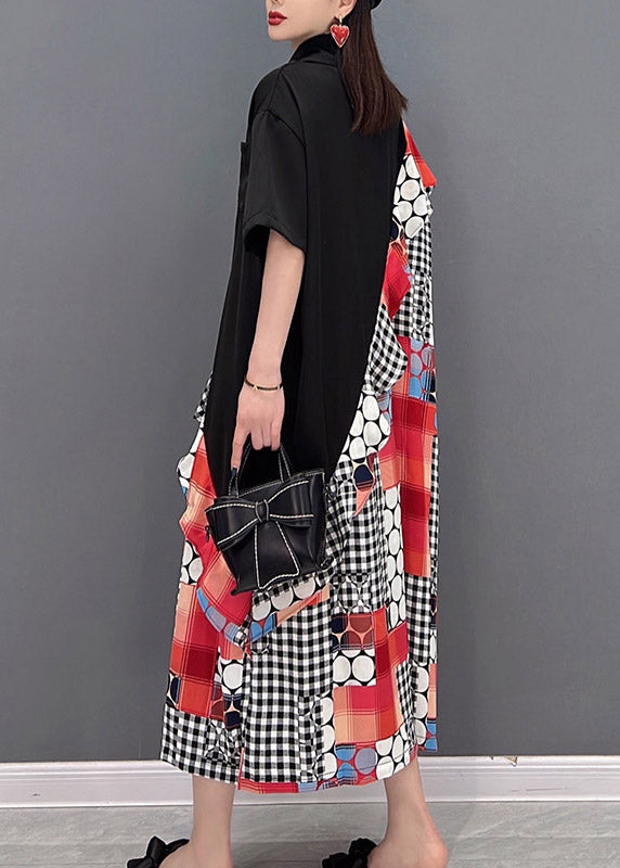 Boutique Schwarz Peter Pan Kragen Rüschen Patchwork Hemd Kleider Kurzarm