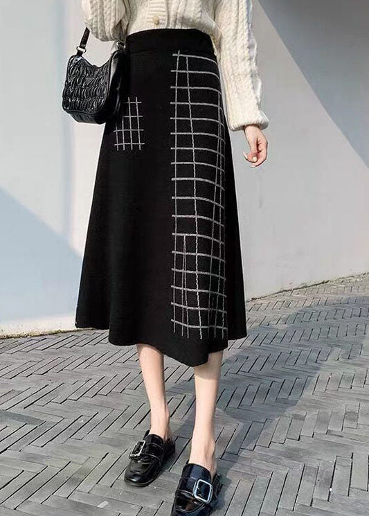 Boutique Schwarz Plaid Strick a-line Röcke Winter