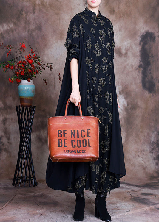 Boutique Schwarz Print Patchwork Herbstkleider Langarm