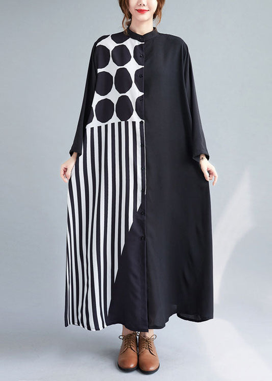 Boutique Schwarz Print Patchwork Urlaubskleider Frühling