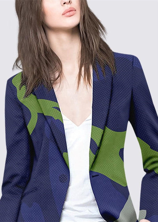 Boutique Blauer Mantel mit Peter-Pan-Kragen und langem Ärmel