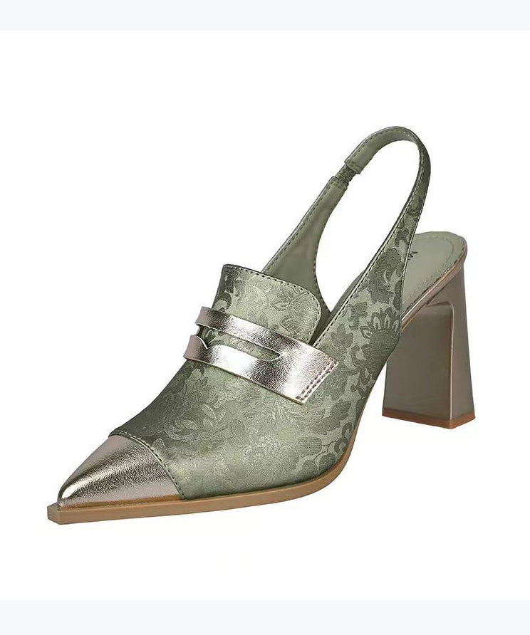 Boutique Sandalen mit Blockabsatz und spitzer Zehenpartie Grün