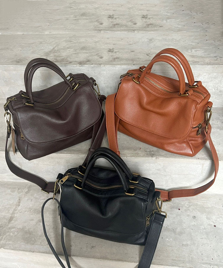 Boutique Coffee Large Capacity Calf Leather Tote Handbag