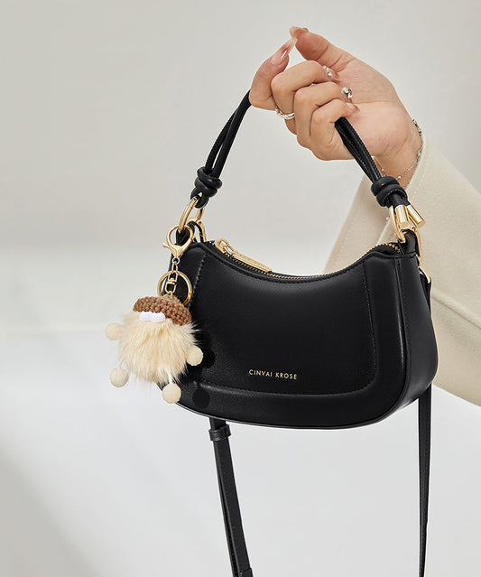 Boutique Coffee Versatile Durable Calf Leather CrossBody Bag