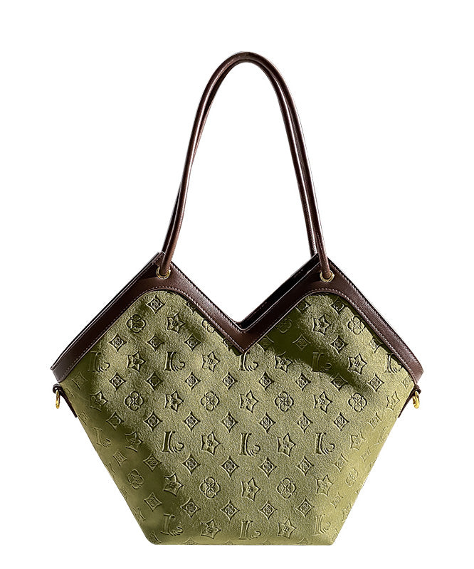 Boutique Green Calf Leather Embossed Shoulder Bag