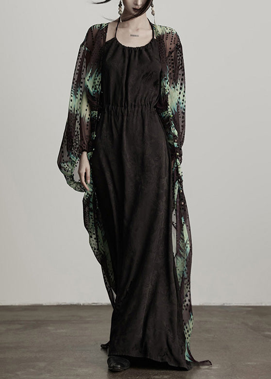 Boutique Grüne Seidenstrickjacken mit V-Ausschnitt und Nagelperlen für den Frühling