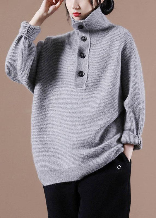 Boutique Grey Knit Casual Fall Sweater - SooLinen