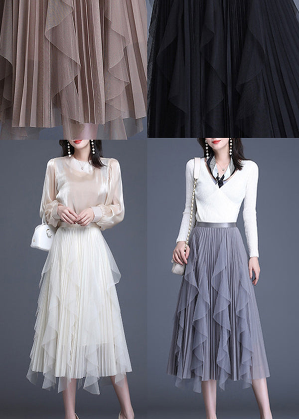 Boutique Grau Patchwork-Design Asymmetrische Herbströcke