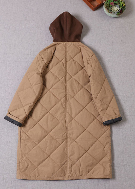 Boutique Khaki Kapuzen Patchwork Feine Baumwolle gefüllt Parka Winter