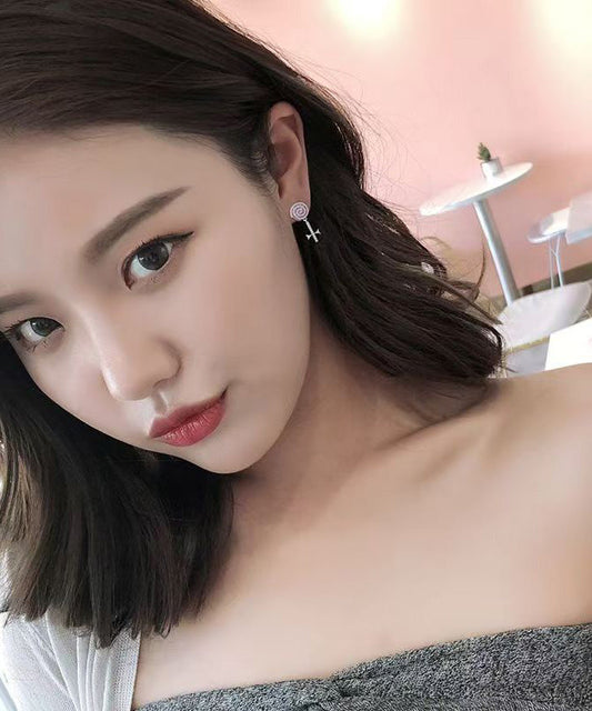 Boutique Pink Srerling Silver Zircon Candy Stud Earrings