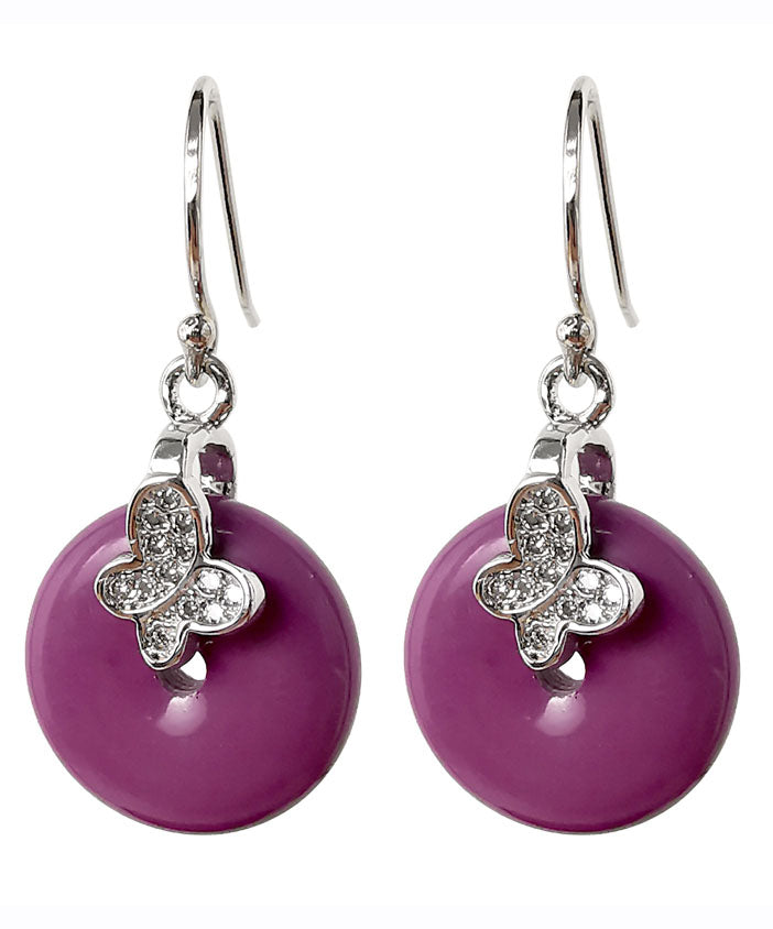 Pendientes colgantes con hebilla de ping de mica y plata esterlina morada de Boutique