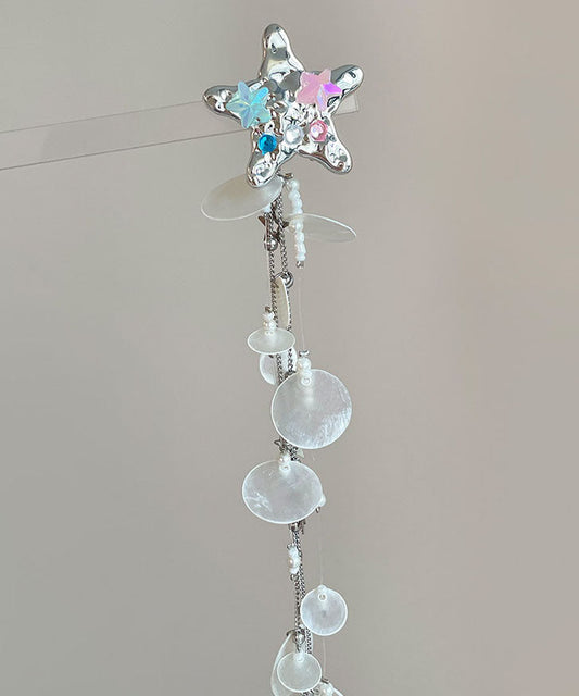 Horquilla con borlas de estrellas y conchas de acrílico de seda boutique