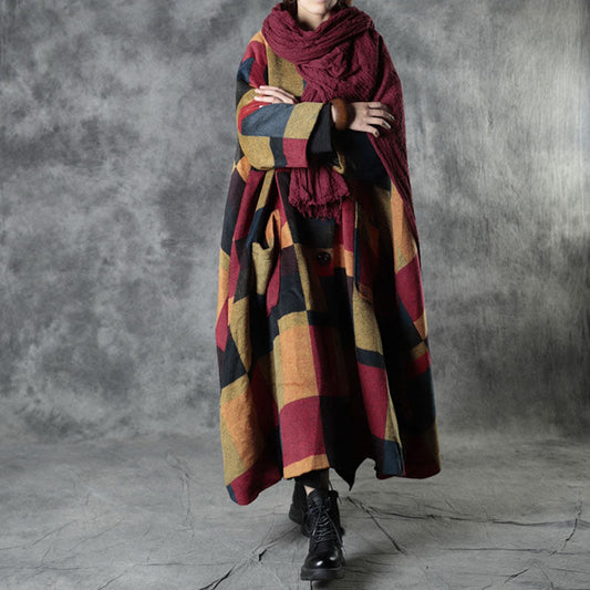 Boutique Gelb Plaid Taschen Knopf Herbst Mantel Langarm