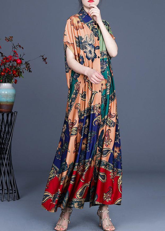 Boutique Yellow Print Summer Short Sleeve Cardigan Long - SooLinen