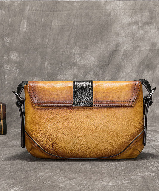 Boutique Gelb Rub Farbe Paitings Kalbsleder Satchel Handtasche