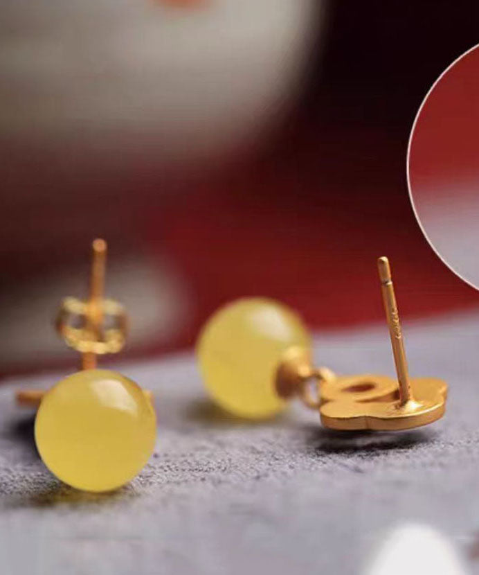 Boutique Gelb Sterling Silber Overgild Bienenwachs Achat Emaille Glücksbringer Wolke Tropfen Ohrringe