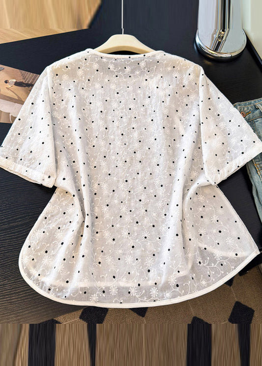 Brief White Print Low High Design Top Short Sleeve